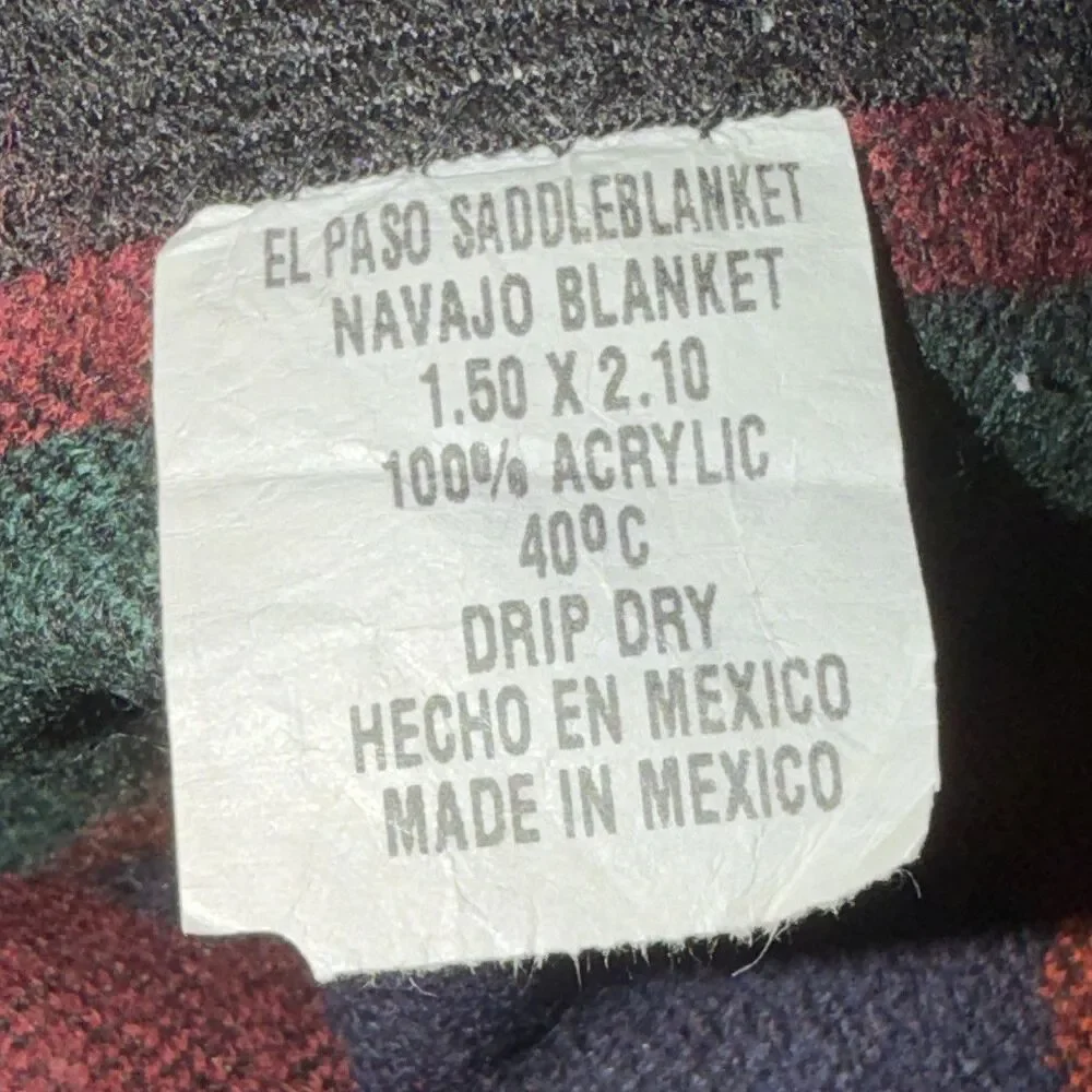 El Paso Saddleblanket Navajo Blanket 83x 60 Multicolor Geometric Acrylic